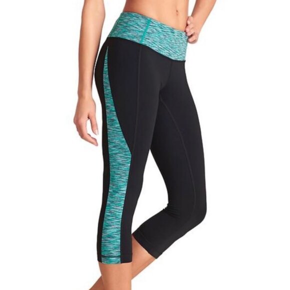 Athleta Pants - Athleta Teal Space Dye Black Workout Capri Leggings